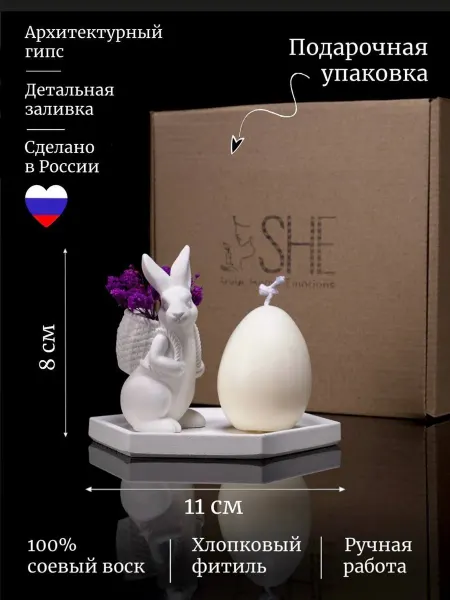 She.Style.Home.Emotions Подарочный набор Пасхальный кролик со свечей для интерьера
