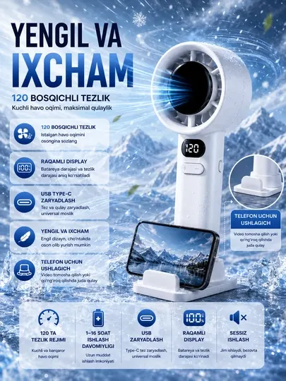 Ручной мини-вентилятор, USB, портативный, компактный, 120 скоростей - Вентиляторы