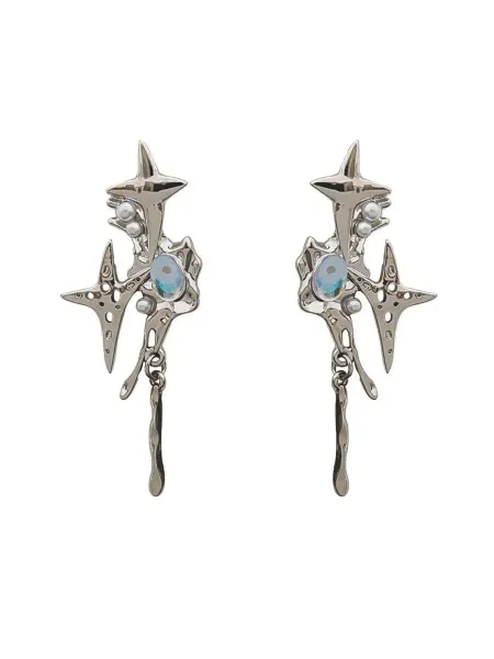 Be self true jewel Серьги корейские звезды и кресты лунный камень гвоздики