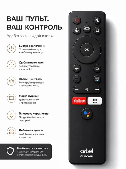Пульт ДУ для Artel и Shivaki Smart TV