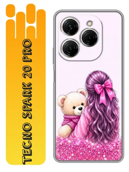 360skin Чехол на Tecno Spark 20 Pro Девочка с мишкой для девочек