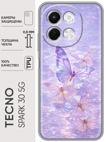 Trendmall Чехол на Tecno Spark 30 5G бабочки женский