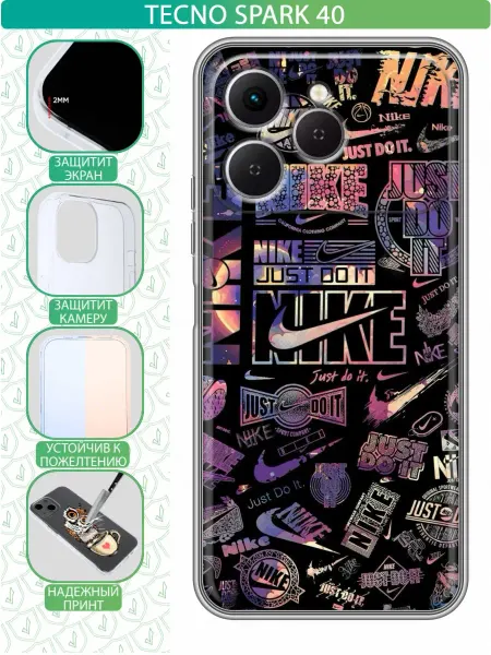 InThisCase Чехол на Tecno Spark 40 с принтом Nike