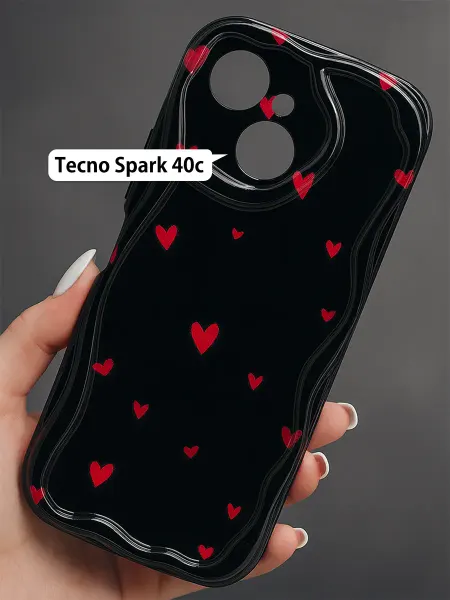 РИНОФОН Рельефный чехол с сердечками на Tecno Spark 40c
