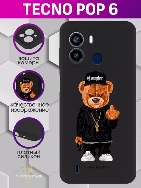 MustHaveCase Чехол на Tecno Pop 6 с принтом мишка Tony Compton