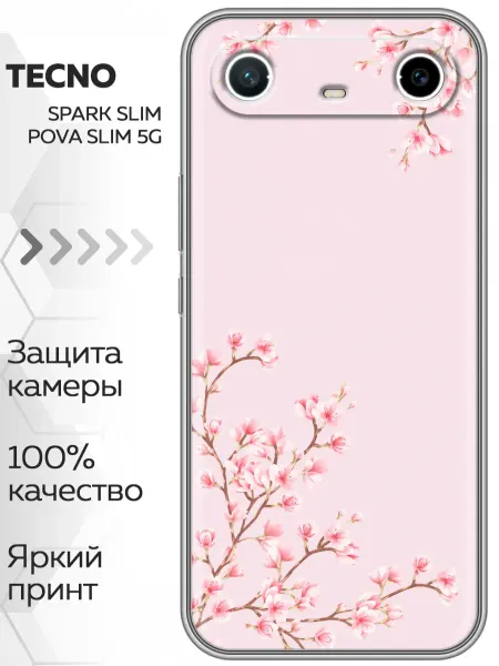 Marketclub Чехол на Tecno Spark Slim сакура женский принт