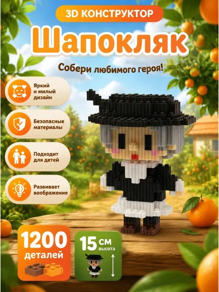 Xinz конструктор Шапокляк 3д из миниблоков пластиковый
