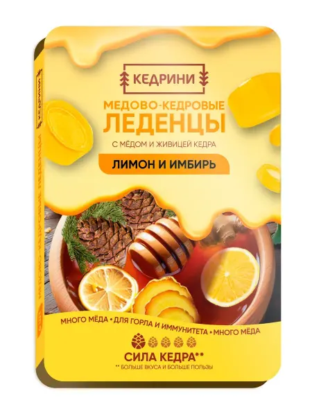 Радоград Кедровые леденцы Kedrini "Лимон и имбирь" - от кашля