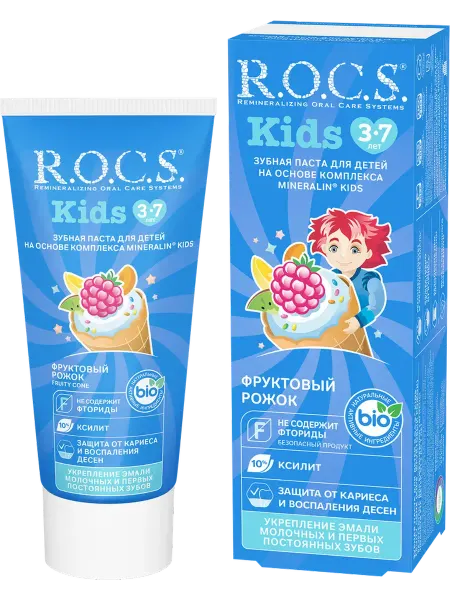 Зубная паста детская R.O.C.S. Фруктовый рожок, без фтора