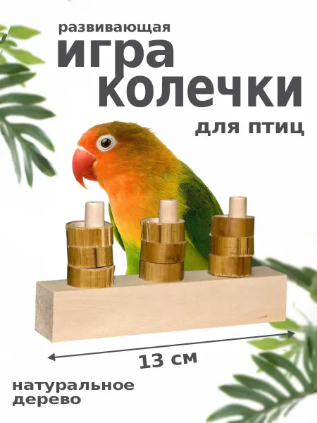 ParrotsLab Тренажер игрушка для попугаев и птиц "Колечки", 13см