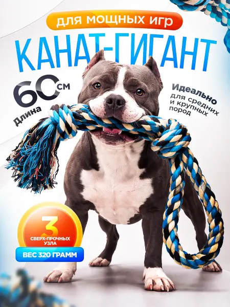 LAVPaw Игрушка канат для собак крупных и средних пород 60см