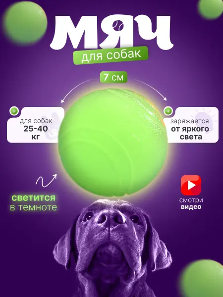 BobiDog Прочная игрушка для собак, светящийся мяч 7 см