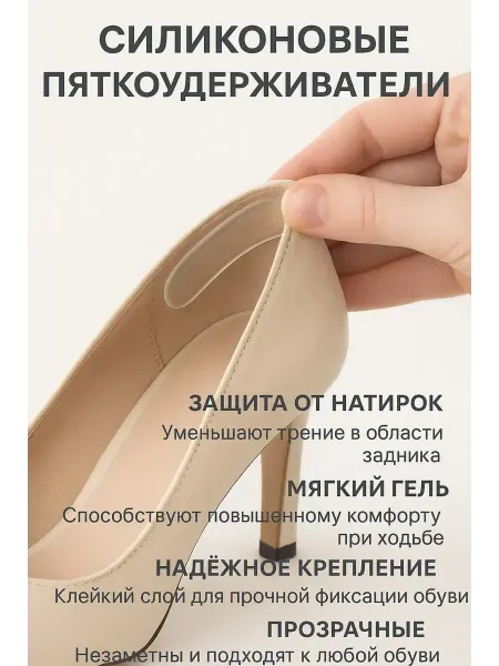 Ashine Силиконовый пяткоудерживатель для туфлей и обуви от мозоли