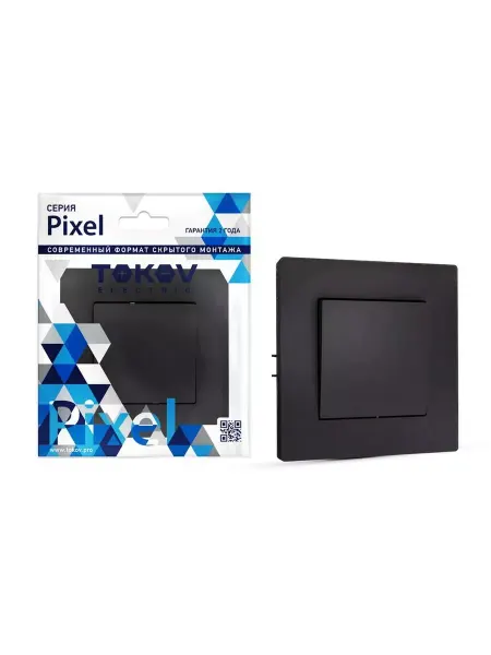 TOKOV ELECTRIC Выключатель 1-кл. СП Pixel в сборе карбон