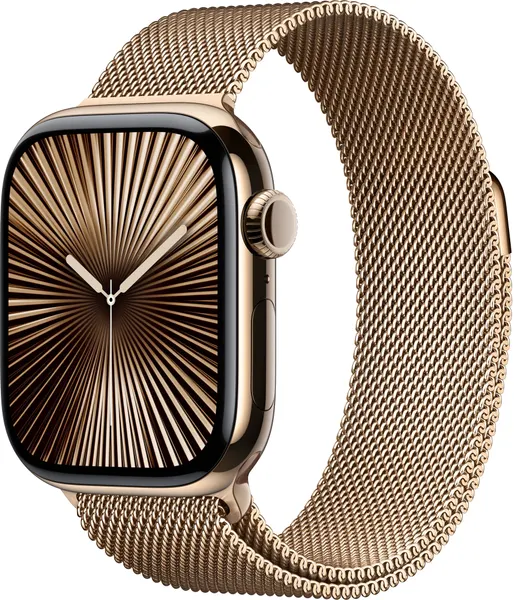 Умные часы Apple Watch Series 10 GPS + Cellular, 42mm Gold Titanium Case with Gold Milanese Loop