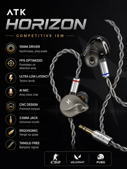 Atk horizon dsp внутриканальные наушники для игр