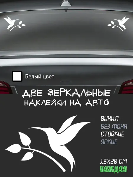 ВилВинил Колибри на ветке - виниловая наклейка на автомобиль