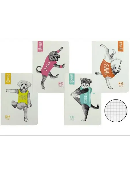 Тетрадь-сшивка А5 "Dogs Love Yoga" 44 листа 14 2x21