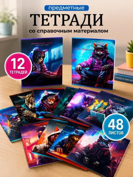 BG Тетради предметные 48 листов набор для мальчиков 12 шт