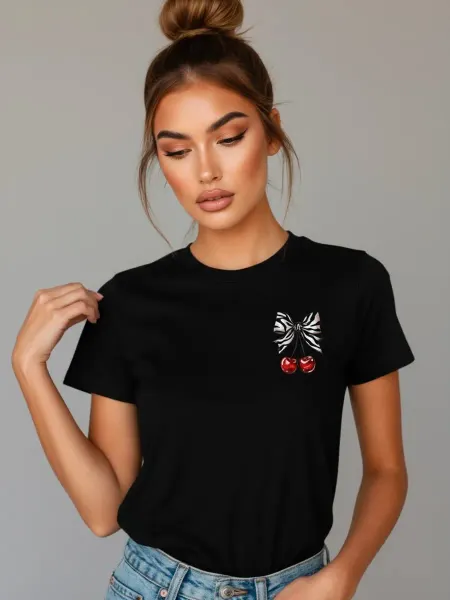 PrintCult Футболка с принтом вишня нарядная стильная базовая