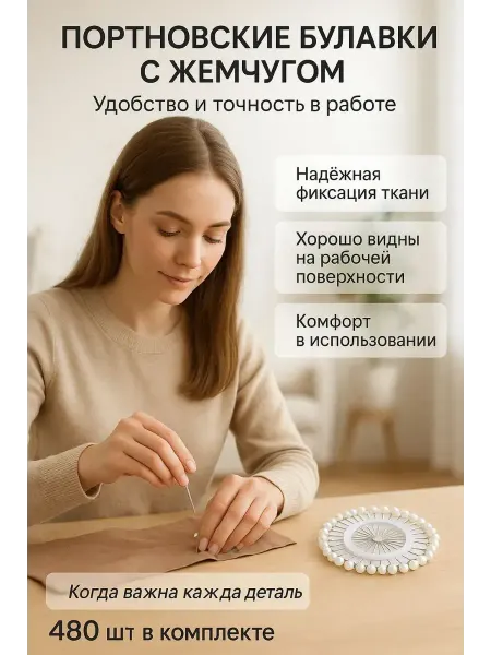 Маг1 Портновские булавки с жемчугом