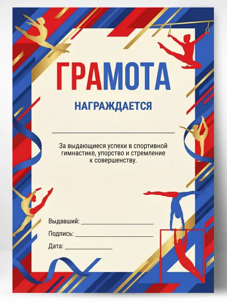 Грамота спортивная - За успехи в спортивной гимнастике