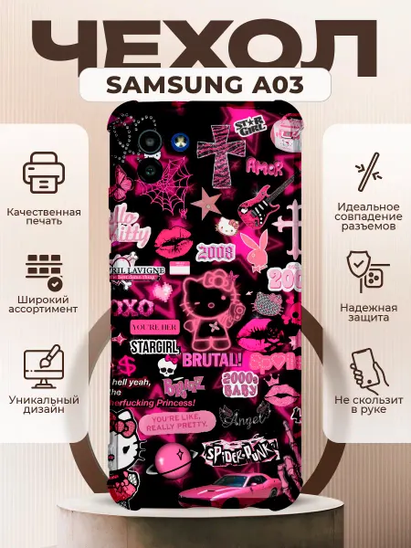 PRINTberries Чехол на Samsung A03 силиконовый с принтом хелоу кити