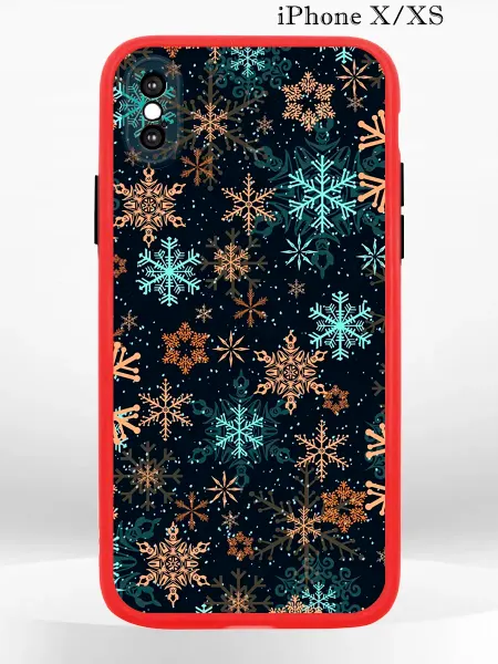PRINTberries Чехол на iPhone XS X с принтом новогодний снежинки