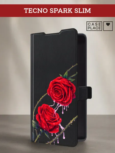 Case Place Чехол-книжка на Tecno Spark Slim с розами