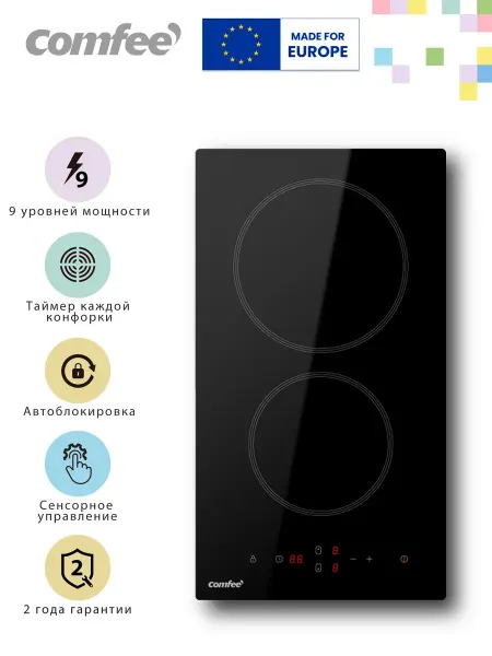 Электрическая варочная панель CEH301 2 конфорки boost