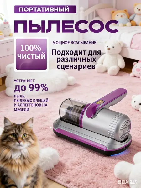 RusGo Ручной пылесос от пылевых клещей и шерсти