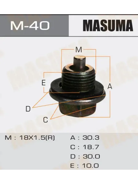 MASUMA Пробка сливная картера TOYOTA (дв.2L,3L,1C,2C,1B,1G,7M,4S)