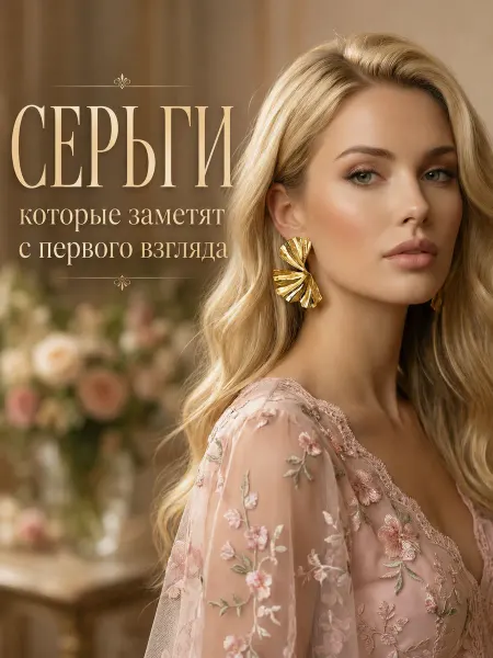 НАЧАЛО ТЕБЯ Серьги бижутерия крупные объемные листья