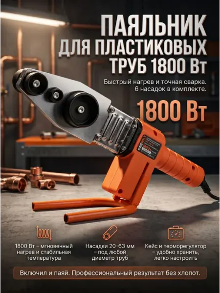 Паяльник для пластиковых труб VPC1800-6 ONEVOLT 1800Вт, 6 на