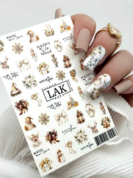 LAK_NAILS Наклейки для ногтей слайдеры новогодние зима