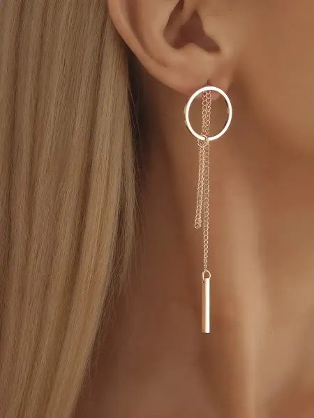 Rebel Style Серьги бижутерия золотистые длинные вечерние висячие пусеты