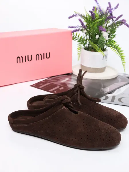 Мюли летние MIU MIU натуральная замша