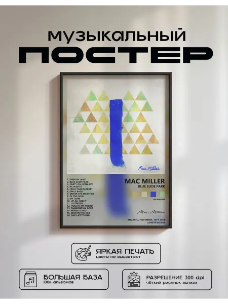 Postersbase Постер Mac Miller - Blue Slide Park 50x70