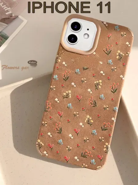 CASE HOUSE Чехол на iphone 11 с принтом силиконовый замшевый осенний