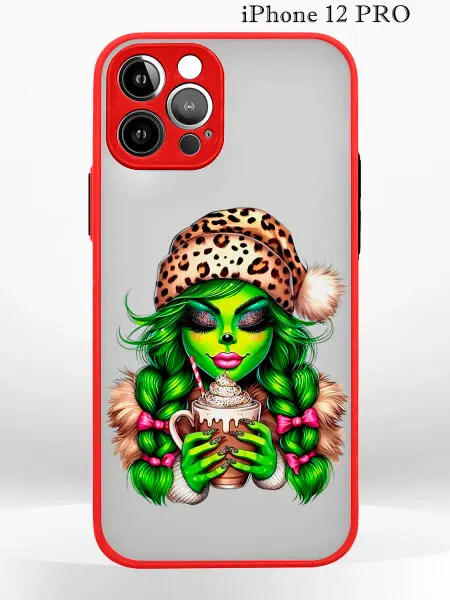 PRINTberries Чехол на iPHONE 12 PRO с принтом новогодний grinch girl