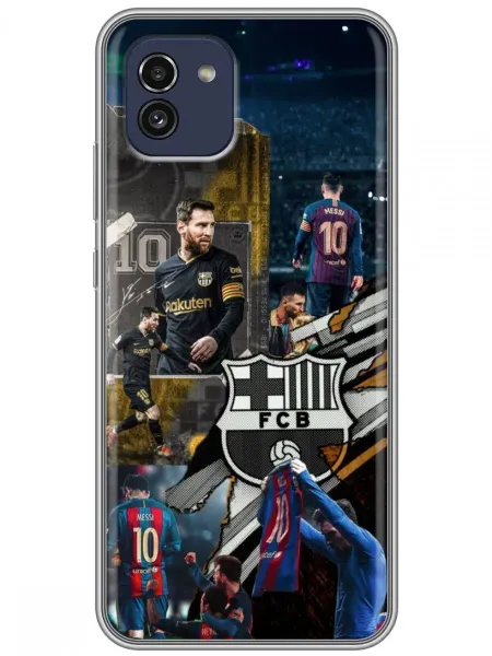 360skin Чехол на Samsung Galaxy A03 Messi Barcelona Месси