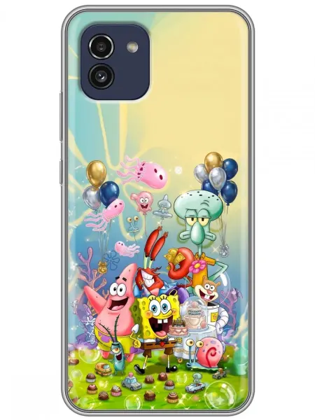 360skin Чехол на Samsung Galaxy A03 Спанч Боб для мальчика