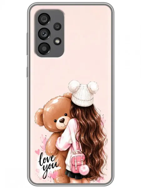 360skin Чехол на Samsung Galaxy A73 Девочка с мишкой для девочек