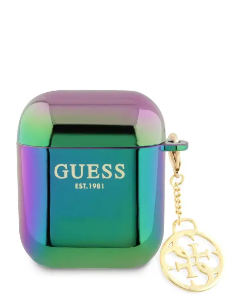GUESS Чехол для Airpods 1 и 2 переливающийся с подвеской PC TPU