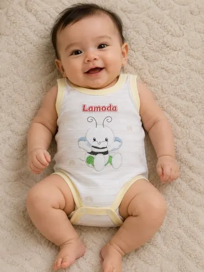 Хлопковое детское боди Baby Soft Bee без рукавов, мягкое и дышащее