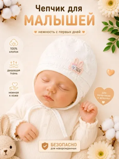 Чепчик для новорожденных, детская шапочка, хлопковый чепчик, baby bonnet
