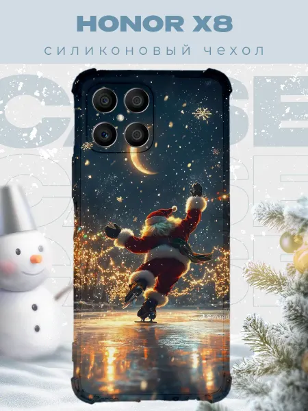 PRINTberries Новогодний чехол для телефона Honor X8 дед мороз