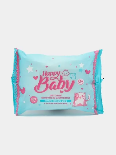 Влажные салфетки Happy Baby детские с алоэ вера, Россия