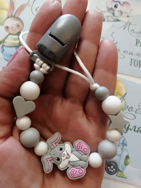 Baby Krut Держатель для соски, грызунка Заяц серый