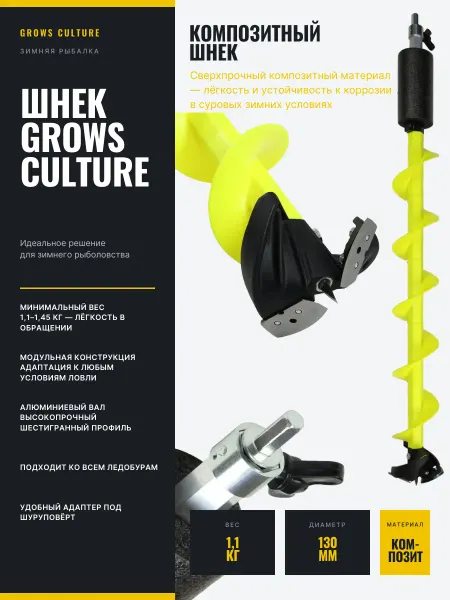 Шнек-ледобур GRC Пластик (105-130R)